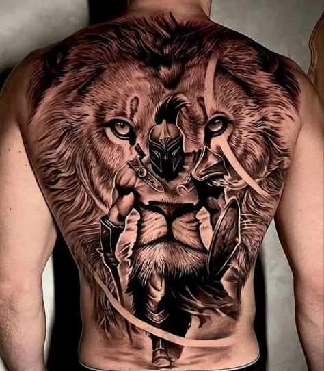 Lion Tattoo Men Back, Lion Back Tattoos Men, Best Lion Tattoos Men Back, Tattoo Espalda Hombre, Lion Back Piece Tattoo, Lion Pec Tattoo, Back Piece Tattoo Men, Lion Chest Tattoo, Lion Back Tattoo