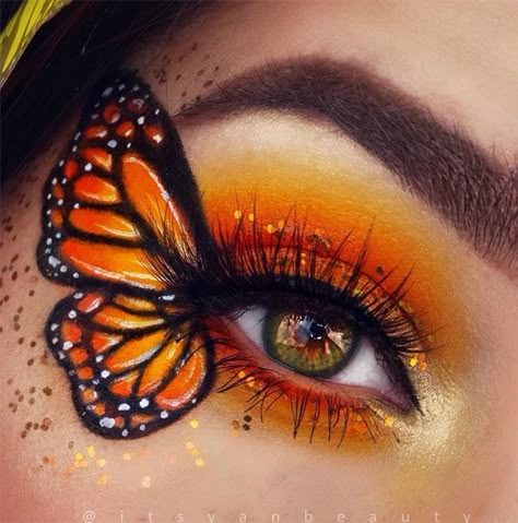 butterfly makeup look, summer makeup look, butterfly eye makeup, simple butterfly makeup look, butterfly makeup ideas, butterfly makeup look easy Soft Neutral Makeup, Natural Looking Makeup, Butterfly Face Paint, Butterfly Eyes, Butterfly Makeup, Butterfly Costume, Cute Eye Makeup, Face Art Makeup, Eye Makeup Pictures