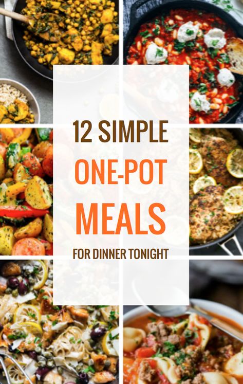 12 Simple One-Pot Meals for Dinner Stovetop Meals, Recipes Healthy Dessert, Easy Dinners For One, Healthy Party Snacks, Meals For Dinner, Food Recipes Healthy, Party Dip Recipes, Party Drinks Alcohol, Korean Chicken