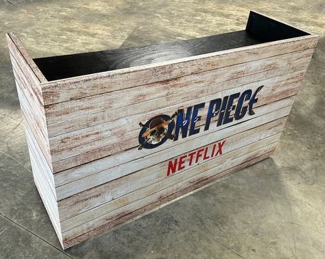 Here is a faux wood DJ booth custom made for the Netflix’s series One Piece Premiere. Wood Dj Booth, Dj Booth, Wood Texture, Custom Branding, Faux Wood, Rustic Wood, Dj, Vinyl Decals, One Piece