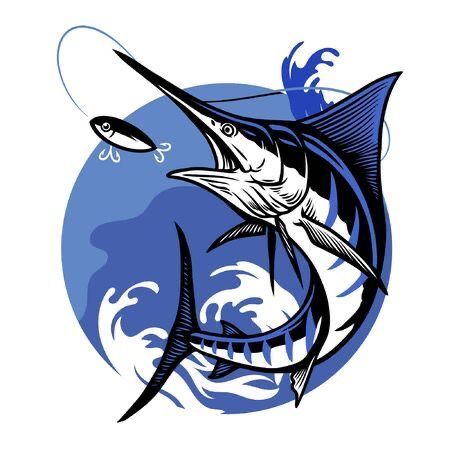 Marlin Tattoo, Blue Marlin Fish, Fish Sketch, Marlin Fishing, Fishing Design, Fishing Decals, Blue Marlin, Fish Vector, Engraving Illustration