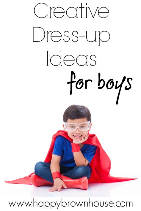 This list of Creative Dress-up Ideas for Boys has a ton of awesome ideas on it. Perfect for Halloween costumes and pretend play in the dramatic play center. Character Day Costumes For Boys, Dramatic Play Costumes Diy, Dramatic Play Dress Up Ideas, Story Book Character Costumes For Boys, Storybook Character Costumes For Boys, Teacher Dress Up For Kids Pretend Play, Elementary Learning, Kids Imagination, Dramatic Play Centers