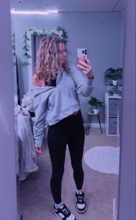 Early summer nights fit > 🤍black lulu leggings 🤍black H&M tank 🤍TJ quarter zip 🤍And1s (Dunks dupe lol) Leggings And Nike Dunks, Leggings With Dunks Outfit, Black Lulu Leggings Outfit, Dunks Outfit Leggings, Dunks With Leggings, Black Lulu Leggings, Quarter Zip Outfit, Dunks Outfits, Dunk Outfit