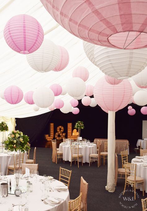 We hung classic Pink & White Lanterns for this beautiful Wedding at Middleton Lodge www.weddingandevents.co.uk Pink Chinese Lanterns, Creative Floral Design, Chinese Wedding Decor, Middleton Lodge, Paper Lanterns Wedding, Lantern Decor Wedding, Wedding Ceiling, Hanging Paper Lanterns, Ball Ideas