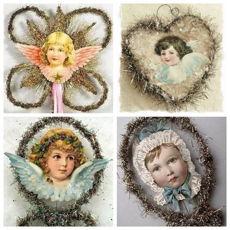 Victorian Paper Ornaments, Victorian Christmas Ornaments Diy, Victorian Christmas Tree Decorations, Victorian Christmas Crafts, Diy Victorian Christmas Ornaments, 1860s Christmas, Victorian Christmas Tree Ornaments, Victorian Christmas Decor, Angel Ornaments Diy