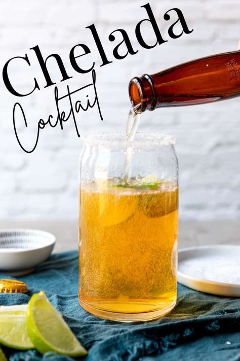 A refreshing ice cold beer cocktail. Made with Mexican Lager Beer, a little kosher salt and lime juice. Chelada Recipe, Mixture Recipe, Mexican Entrees, Beer Cocktail, Mexican Drinks, Cocktails Recipes, Lime Salt, Ice Cold Beer, Beer Cocktails