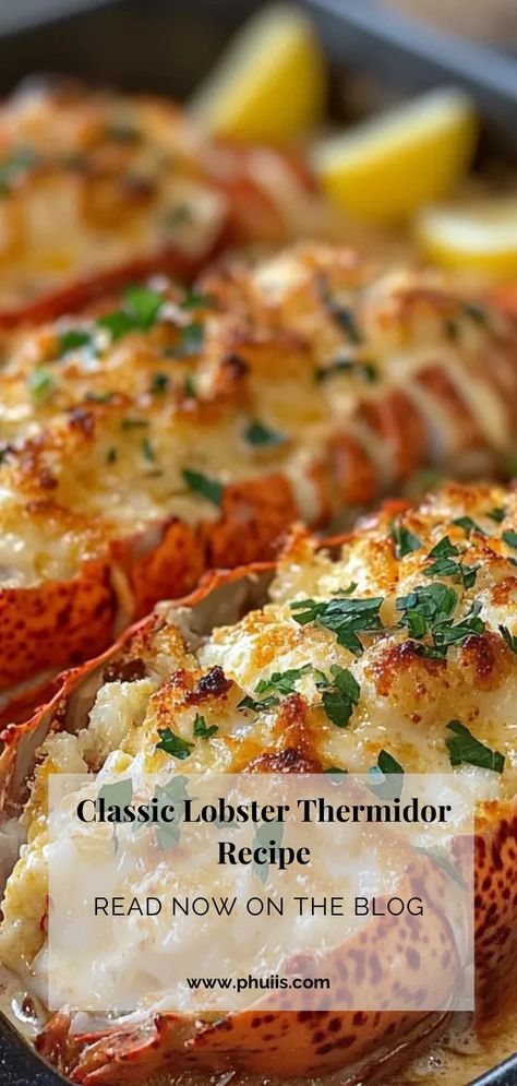 Lobster Thermidor is a timeless dish that captivates the hearts of many culinary enthusiasts and seafood lovers alike. Lobster Gratinee Recipe, Red Lobster Menu Dinners, Fancy Seafood Recipes, Red Lobster Bar Harbor Bake Recipe, Steak And Lobster Dinner Sides, Lobster Thermidor Recipe Easy, Cooked Lobster Recipes, Seafood Thermidor Recipe, Lobster Claw Recipe