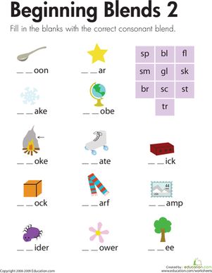 letter blend worksheets | First Grade Phonics Spelling Worksheets: Beginning Blends 2 Sentence Grammar, Consonant Blends Worksheets, Beginning Blends, Phonics Worksheets Free, Phonics Blends, Letter Blends, Blends Worksheets, First Grade Phonics, Consonant Blends