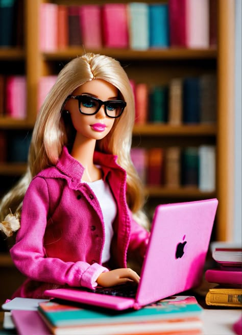 Barbie 
Barbie nerd 
Barbie doll 
Barbie pink 
Barbie studying 
Barbie aesthetic 
Aesthetics 
Pink laptop 
Laptop 
Fun 
Pink aesthetic 
Barbie laptop Barbie Jobs Career, Career Barbie, Reporter Barbie, Barbie Doll Careers, Barbie Career Dolls, Barbie Reading A Book, Barbie Theme Party, Minnie Mouse Pink, Barbie Theme