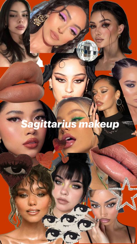 Zodiac Theme Party, Sagittarius Rising Aesthetic, Sagittarius Makeup, Dress Like Your Venus Sign, Astrological Aesthetic, Astrology Makeup, Sagittarius Core, Sagittarius Fashion, Beach Makeup Look