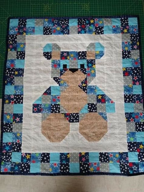 Child Quilt Patterns, Baby Boy Quilts Ideas Free Pattern, Boy Quilts Ideas, Baby Quilts Patterns, Boy Quilt Patterns, Bear Quilt Pattern, Teddy Bear Quilt Pattern, Teddy Bear Quilt, Baby Boy Quilt Patterns