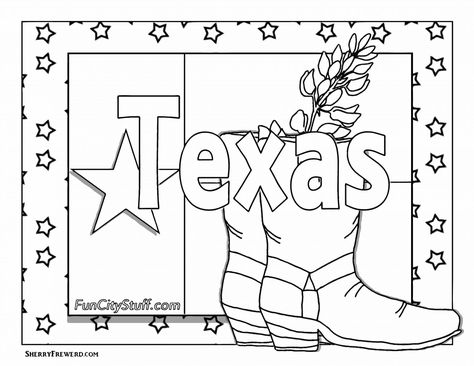 Color Your Cares Away - Texas Style! - FunCity Stuff DFW Texas Activities For Preschool, Rodeo Coloring Pages, Texas Crafts Preschool, Texas Crafts For Kids, Texas Coloring Pages, Texas Symbols, Texas Crafts, Texas Revolution, Texas Theme