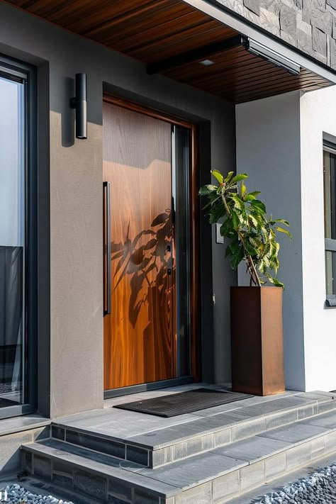 Top 22 Modern Entrance Door Designs 2024: Enhance Your Home's Curb Appeal Exterior House Design Ideas, Modern Exterior House, Exterior Door Designs, House Front Door Design, Modern Entrance Door, Modern Entrance, Modern Front Door, Entrance Door Design, Front Door Entrance