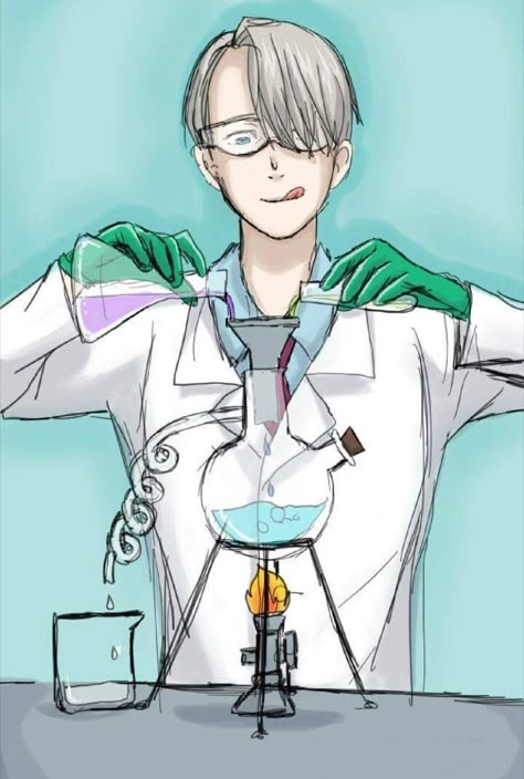 Yuri on ice- Victor Nikiforov scientist. Artist:http://epilucial.deviantart.com Scientist Reference, Anime Scientist, Fantasy Laboratory Art, Scientist Drawing, Scientist Illustration, Scientist Oc, Laboratory Illustration, Science Girl Art, Laboratory Design Illustration