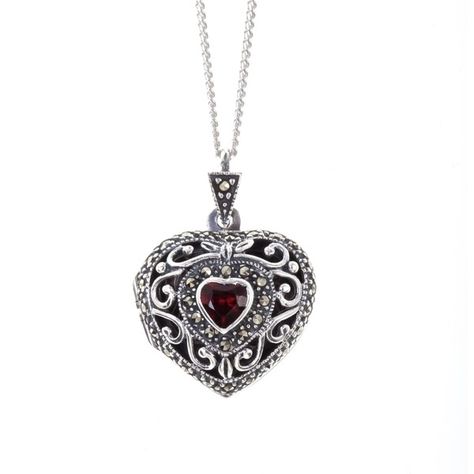 Women's Silver Necklace by Lily Blanche Vintage Garnet Heart Locket (10.920 RUB) ❤ liked on Polyvore featuring jewelry, necklaces, jewels, heart locket necklace, silver necklace, vintage lockets, heart shaped locket necklace and vintage necklaces Garnet Heart Necklace, Vintage Heart Locket, Locket Necklace Vintage, Silver Locket Necklace, Garnet Heart, Silver Necklaces Women, Silver Locket, Precious Gemstones Jewelry, Heart Locket Necklace