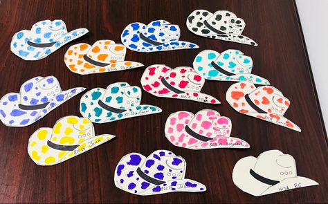 Cowboy Hat Door Decs, Hall Themes, Residence Life Bulletin Boards, Res Life Door Decs, Ra Door Tags, Desk Board, Door Decorations College, Western College, Ra Door Decs