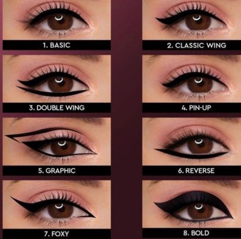 Different Types Of Eyeliner, Classic Winged Eyeliner, Type Of Eyeliner, Eyeliner For Eye Shape, Hooded Eyeshadow, Types Of Eyeliner, Make Up Everyday, Liner Techniques, Makeup For Special Occasions