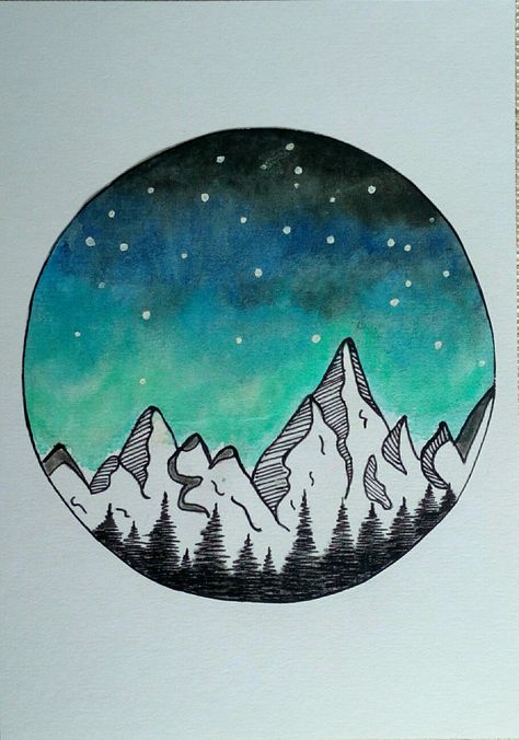 Northern Lights Art Lesson, Winter Art Lesson, Arte Aesthetic, Dibujo Simple, Circle Painting, Circle Drawing, Geometric Design Art, Sustainable Art, Creative Arts And Crafts