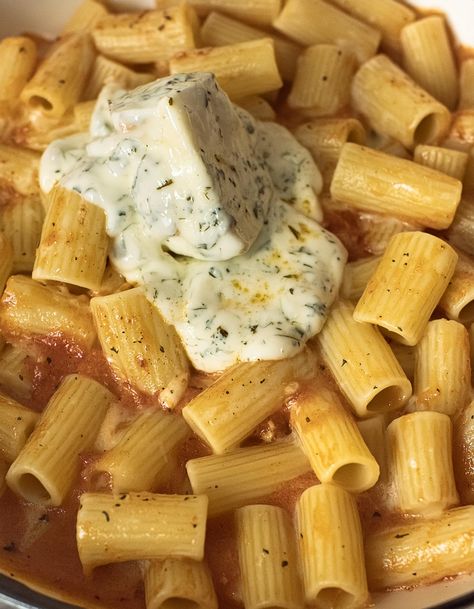 Creamy Rigatoni with Boursin Cheese Pasta And Boursin Cheese, Creamy Rigatoni With Boursin Cheese, Bousin Orzo Recipes, Borsine Cheese Appetizer Recipes, Boursin Mac And Cheese, Creamy Rigatoni Recipes, Boursin Cheese Recipes Pasta, Borsine Cheese Recipes, Recipes With Boursin Cheese