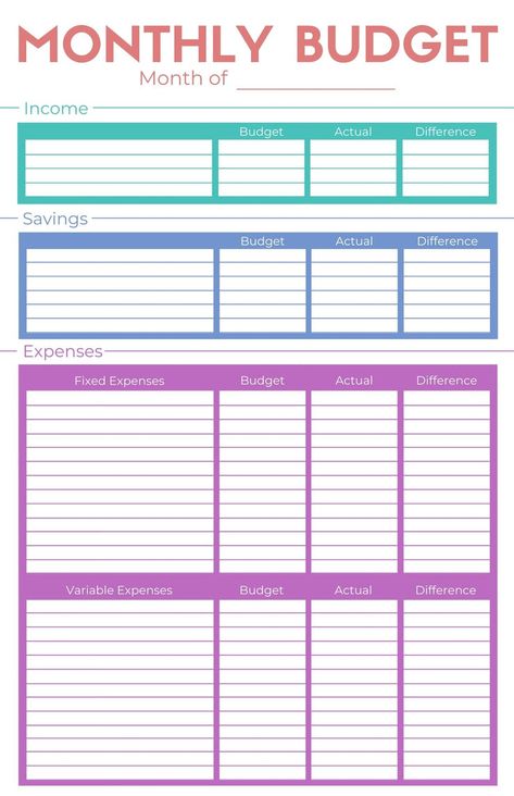 WHAT YOU GET: -1 page monthly budget printable (8.5 x 11) -> reprint as much as you want! This monthly budget printable is perfect for comparing your real expenses to your budgeted expenses! Creating a budget its the first step in your financial journey. A budget is a plan for your finances.  To read more about how Printable Budget Sheets, Internet Slang, Budget Binder Printables, Free Budget Printables, Money Tracker, Creating A Budget, Budget Sheet, Monthly Budget Printable, Budget Expenses