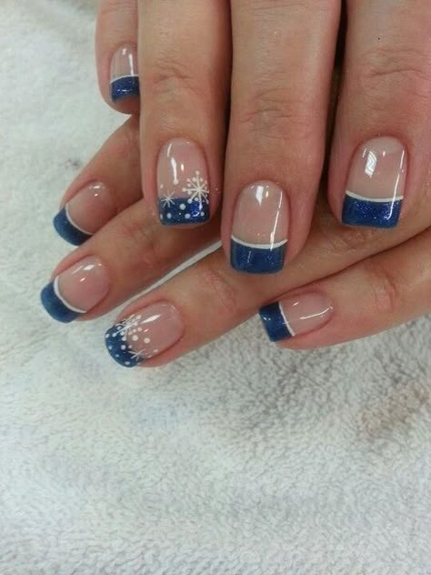 70 Ideas of French Manicure Nail Designs | Cuded French Manicure Designs, Fingernail Designs, French Tip Nail Designs, Nails French Tip, French Nail Art, Christmas Nail Art Designs, Creative Nail Designs, Holiday Nail, Nails Blue