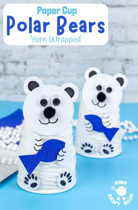 Icicle Crafts, Arctic Animals Crafts, Winter Animal Crafts, Paper Cup Crafts, Urs Polar, Polar Bear Craft, Fun Winter Crafts, January Crafts, Kids Craft Room