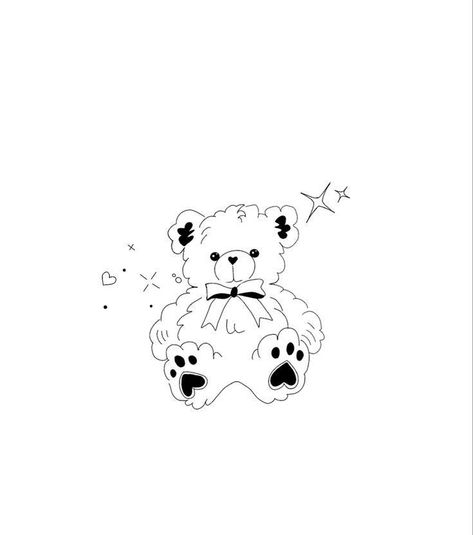 Teddy Bear With Bow Tattoo, Minimalist Teddy Bear Tattoo, Fine Line Teddy Bear Tattoo, Cute Teddy Bear Tattoo, Teddy Bear Tattoo Designs, Cute Bear Tattoo, Cute Teddy Bear Drawing, Teddy Tattoo, Paisley Drawing