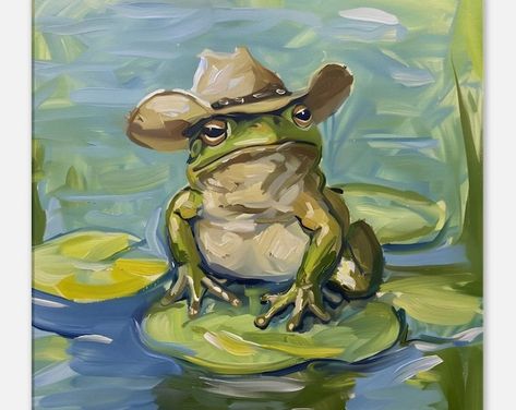 Frog With Hat, Frog Watercolor, Frog Clipart, Animal Watercolor, Animal Png, Dorm Art, Frog Art, Wow Art, Shirts Design