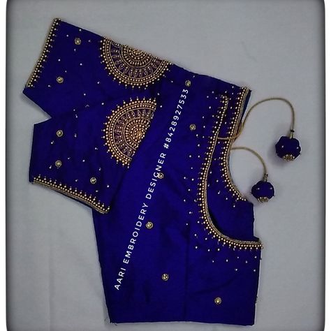 Ink Blue Aari Blouse Designs, Blouse Design Simple, Simple Aari Work Blouse Design, Simple Aari Work Blouse, Gold Blouse Designs, Blouse Design Aari Work, Simple Aari Work, Aari Work Blouse Design, Blouse Maggam Work