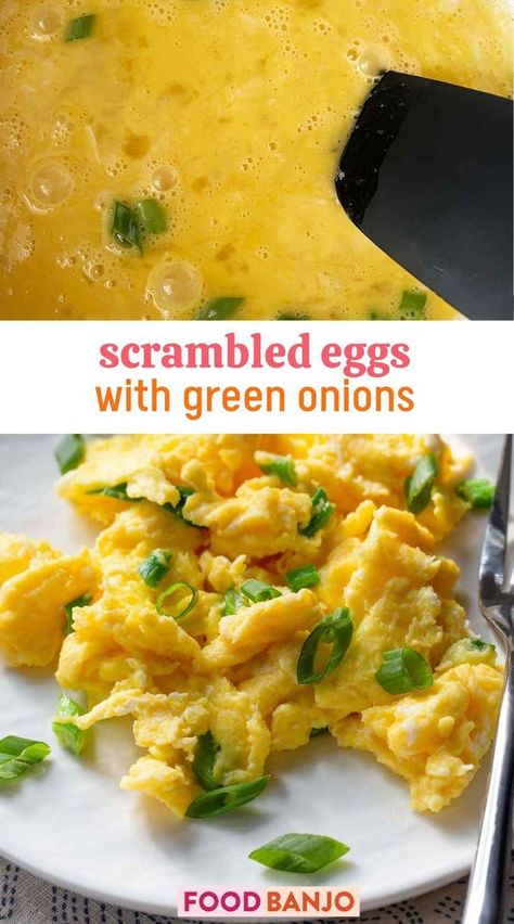 scrambled eggs with green onions Egg Rice Recipe, Green Onions Recipes, Best Scrambled Eggs, Savory Breakfast Recipes, Scrambled Eggs Recipe, Onion Recipes, Green Onion, Egg Breakfast, Savory Breakfast