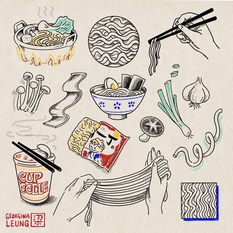 Asian Food Tattoo, Foodie Tattoos Ideas, Noodle Tattoo, Noodles Drawing, Ramen Tattoo, Pasta Tattoo, Simple Unique Tattoos, Small Japanese Tattoo, Flash Art Tattoos