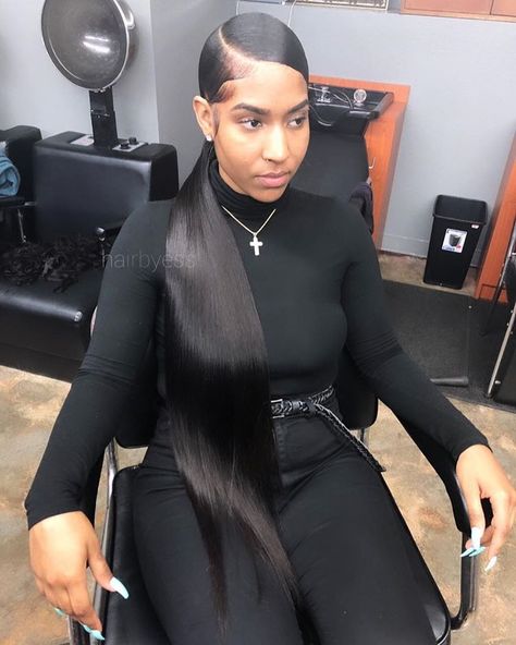 sleek side part on @theasiamarie_ #invisibleponytail #laponytails #ponytail #ponytailweave #sleekponytail #chainlinkponytail #laponytail… Easy Elegant Ponytail, Ponytail Hairstyle Ideas, Hairstyle Ideas For Long Hair, Invisible Ponytail, Long Ponytail Hairstyles, Side Ponytail Hairstyles, Ideas For Long Hair, Side Ponytails, Slick Ponytail