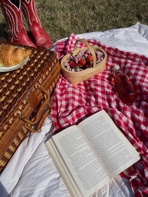 Red Picnic Aesthetic, Farm Picnic Aesthetic, Picnic Red Aesthetic, Gingham Aesthetic, English Picnic, Gingham Cottagecore, Dried Flower Nails, Red Gingham Aesthetic, Coquette Americana