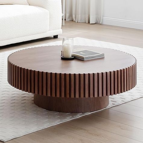 Amazon.com: Wooden Round Coffee Table - Modern Side Table End Table for Living Room, Wood Circle Drum Coffee Table, Contemporary Circle Fluted Drum Coffee Table, No Assembly (Walnut, Ø31.49'' X 13.77'') : Home & Kitchen Wooden Round Coffee Table, Circle Coffee Table, Coffee Table Contemporary, Circle Coffee Tables, Round Wooden Coffee Table, Round Coffee Table Modern, Drum Coffee Table, Table For Living Room, Contemporary Coffee Table