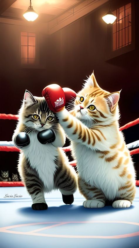 Artwork by LucioLucio Cat Wallpaper, Cat Art, Boxing, Cute Cat, Kittens, Animals, Quick Saves, Art, Natal