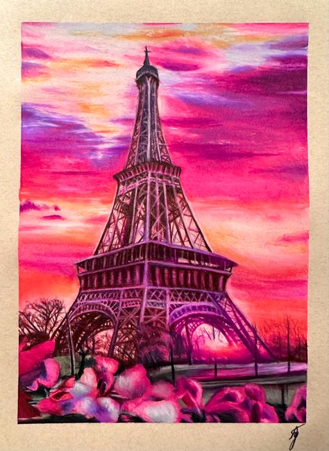 Art Colourful Scenery Drawing, Colour Pencil Art Landscapes, Pink Scenery, Drawing Prismacolor, Pencil Colours, Drawing Scenery, Pencil Drawings For Beginners, Pencil Artwork, Colored Pencil Artwork