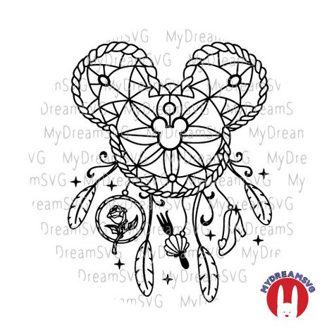 Dream Catcher Svg, Illustration Tattoo, Disney Tattoo, E Tattoo, Diy Tattoo, Disney Tattoos, Disney Crafts, Pink Eyes, Mouse Ears