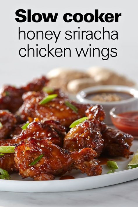 With football in full swing, we’ve been doing a lot of weekend slow cooking to develop the easiest and tastiest appetizer recipes we can. These delicious spicy honey sriracha wings are easy to make in your slow cooker and will be your new favorite thing to make. Recipes Chicken Wings, Honey Sriracha Chicken Wings, Air Fryer Recipes Chicken Wings, Sriracha Chicken Wings, Honey Sriracha Chicken, Sriracha Chicken, Spicy Wings, Air Fryer Recipes Chicken, Chicken Wing