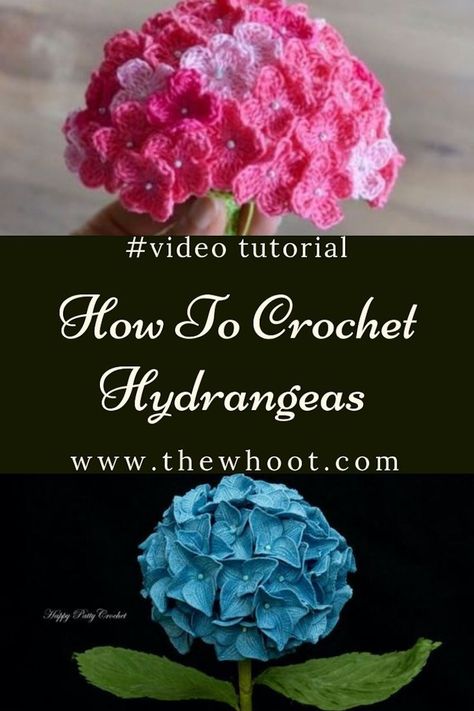 Crochet Hydrangea Flower Pattern Free Video Tutorial | Crochet flowers free pattern, Crochet flower patterns, Crochet flowers Crochet Hydrangea, Puff Flower, Crochet Flowers Easy, Crochet Flowers Free Pattern, Yarn Flowers, Crochet Plant, Crochet Sunflower, Crochet Dishcloths, Crochet Flower Tutorial