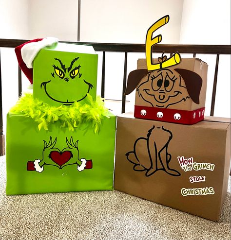 Created with Silhouette Design Diy Christmas Box, Christmas Game Ideas, Grinch Movie, Christmas Wrapping Diy, Christmas Wrapping Ideas, The Grinch Movie, Creative Wrapping, Santa Pictures, Christmas Game