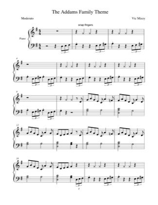 The Addams Family Theme - The Addams Family Free Piano Sheet Music PDF Easy Halloween Piano Sheet Music, Halloween Piano Sheet Music, Piano Exercises, Tuba Music, Addams Family Theme, Piano Songs Sheet Music, Piano Sheet Music Letters, Piano Music Easy, Piano Chords Chart