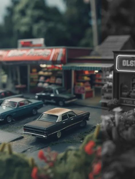 Full Color Image in ai-img-gen.com 🔸 Koda portrait, desaturated, miniature landscape, clay stop motion, natural light, tilt-shift, 1980s,... 🔸 From Midjourney AI Image Clay Stop Motion, Vintage Black Car, Miniature Landscape, Model Town, Tilt Shift, Color Image, In Focus, Image Generator, Black Car