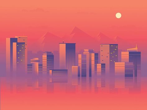 City Lights Drawing, Lights Drawing, Phoenix Skyline, Phoenix Artwork, Lowrider Art, Skyline Design, City Illustration, Creative Instagram Photo Ideas, City Skyline