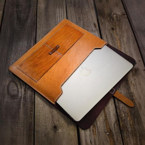 Macbook Air 13” Handmade Leather Sleeve Macbook Air Sleeve, Tan Leather Belt, Clip Wallet, Veg Tan Leather, Texas Usa, Minimalist Wallet, Buffalo Leather, Macbook Air 13, Leather Sleeve