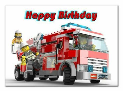 Lego City Undercover, Fireman Birthday, Firefighter Decor, Happy Birthday Kids, Personalized Greeting Cards, Happy B Day, Happy Birthday Greetings, Lego City, Birthday Greetings