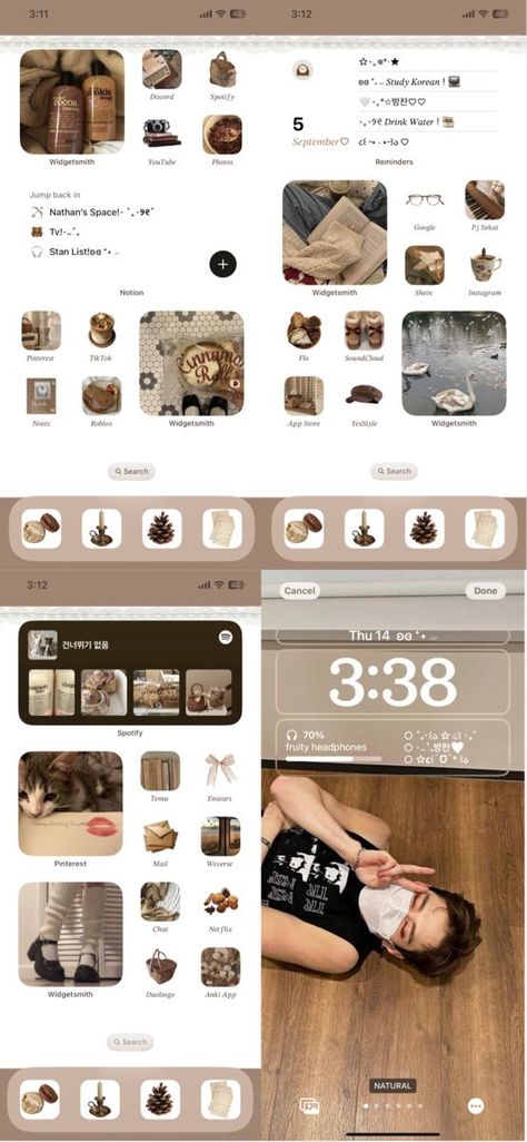 #Brown_Ios_Theme #Phone_Themes_Brown #Autumn_Phone_Theme #Brown_Iphone_Layout Brown Homescreen Aesthetic Wallpaper, Widget Ideas Brown, Autumn Ios Layout, Autumn Homescreen Ideas, Ios Brown Aesthetic, October Phone Theme, Phone Themes Brown, Brown Homescreen Wallpaper, Brown Ios Theme