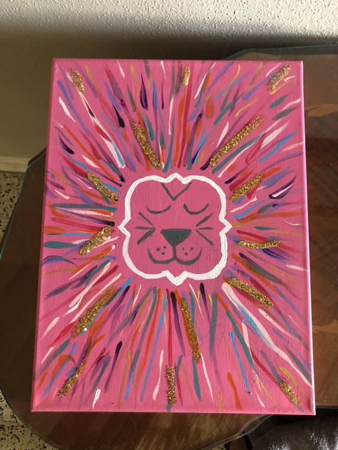 Phi Mu Lion Quatrefoil canvas Phi Mu Canvas Painting, Phi Mu Paintings, Phi Mu Canvas, Phi Mu Crafts, Sorority Decor, Sorority Decorations, Big/little Baskets, Little Gifts Sorority, Big Little Canvas