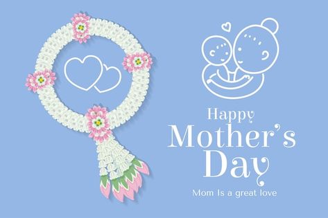 Flower garland for mothers special day | Premium Vector #Freepik #vector #mother-logo #mom-day #thai-cartoon #happy-mother Happy Mothers Day Mom, Flower Garland, Vector Flowers, Happy Mom, Flower Garlands, Child Love, Love Is Free, Love Cards, Great Love