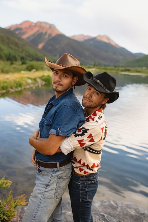 Gay Couple Photos in the San Juan Mountains, Colorado — Adventure For Love Gay Cowboy, Gay Wedding Photos, Latin Men, Cowboy Aesthetic, San Juan Mountains, Gay Romance, Colorado Adventures, Cowboy Up, Gay Wedding