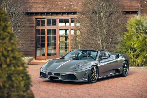 2009 Ferrari F430 Scuderia Spider 16M | Girardo & Co F430 Scuderia, 430 Scuderia, Ferrari 430, Ferrari F430, Racing Stripes, Top Cars, Gunmetal Grey, Bucket Seats, Racing Cars